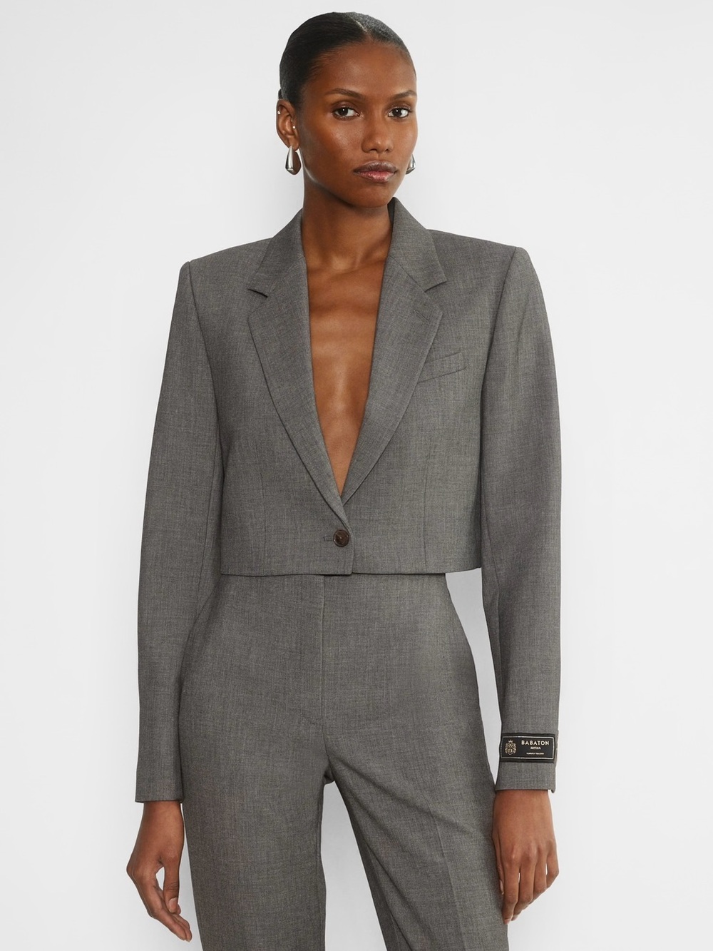 NWT Babaton Size 2 Aritzia Heather Charcoal Grey Albus Cropped Blazer